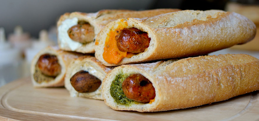 baguettes with sausages